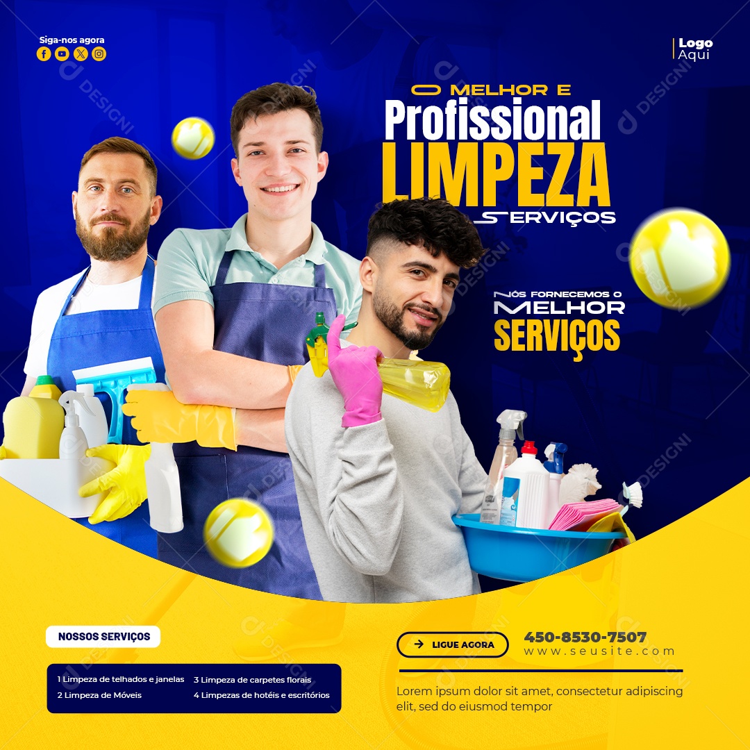 Serviços Gerais O Melhor e Profissional Limpeza Social Media PSD Editável