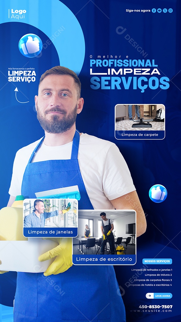 Story Serviços Gerais O Melhor e Profissional Limpeza Serviços Social Media PSD Editável