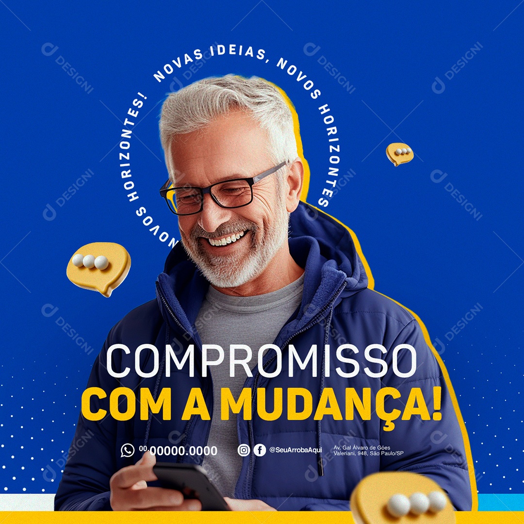 Politica Compromisso com a Mudança Novas Ideias Social Media PSD Editável