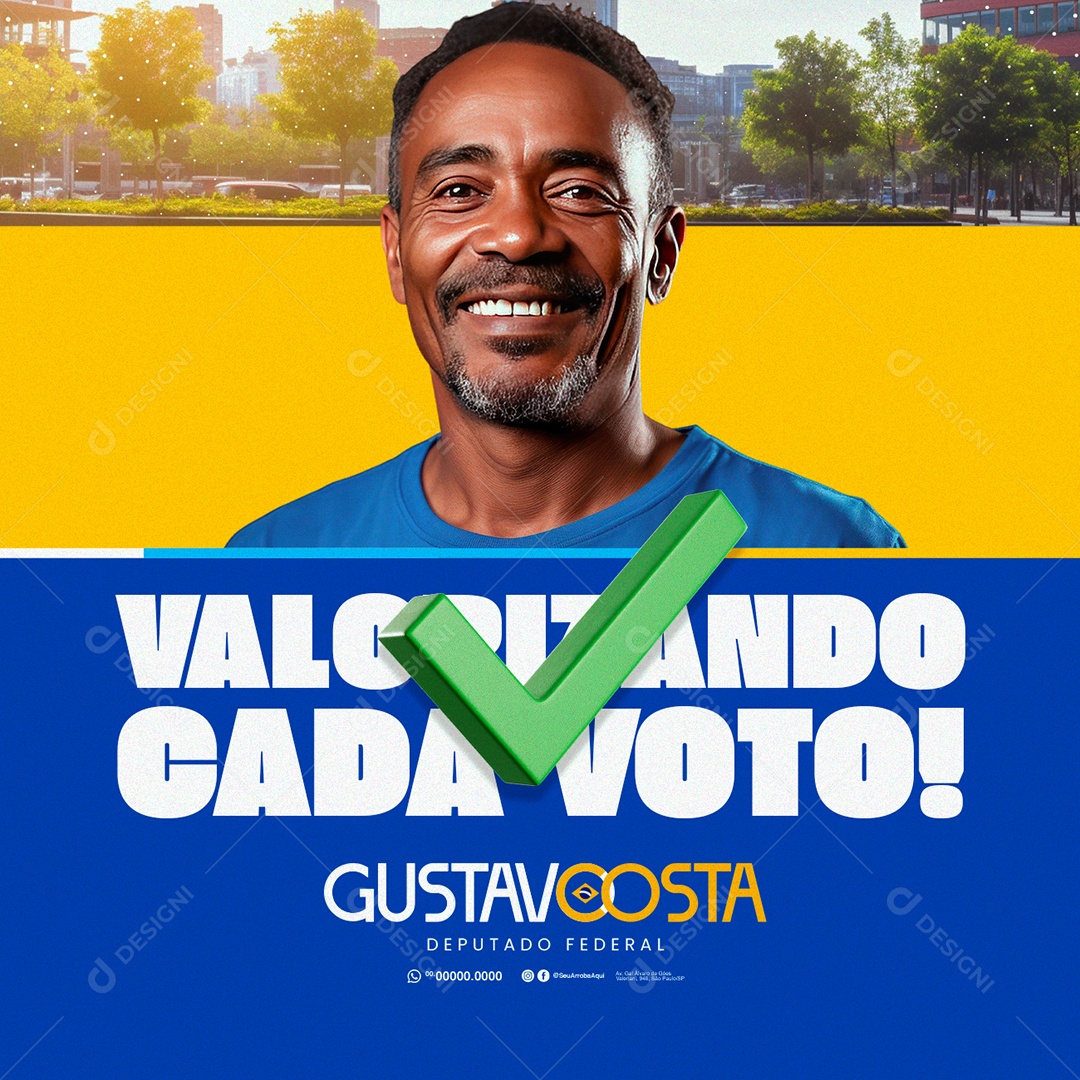 Politica Valorizando Cada Voto Deputado Federal Gustavo Costa Social Media PSD Editável