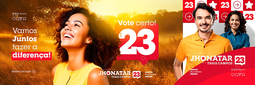 Banner Política Eleição Vote Certo Prefeito Jhonatar Social Media PSD Editável