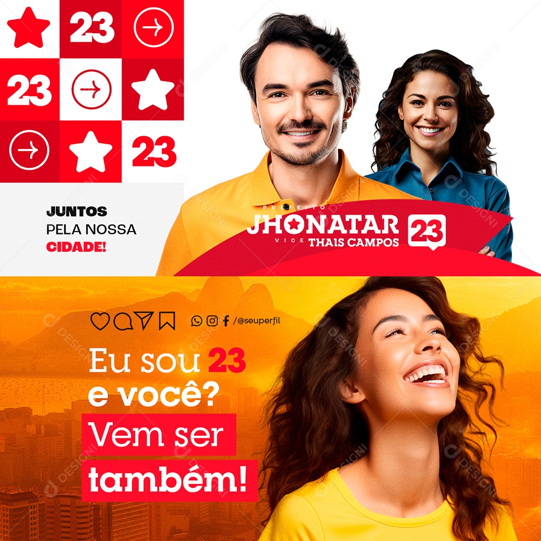Política Eleição Juntos Pela nossa Cidade Prefeito Jhonatar Social Media PSD Editável