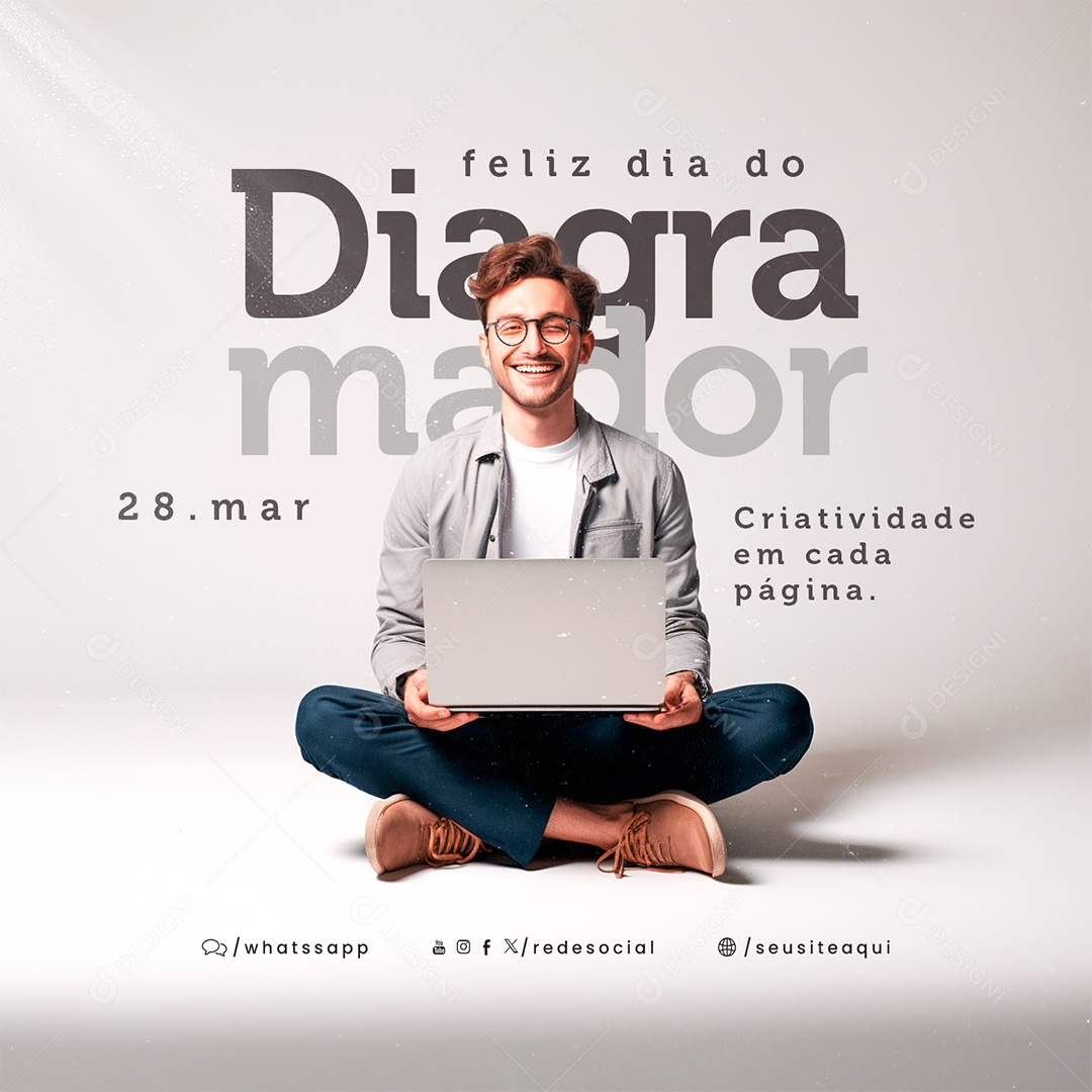 Dia do Diagramador 28 de Março Criatividade em cada Página Social Media PSD Editável