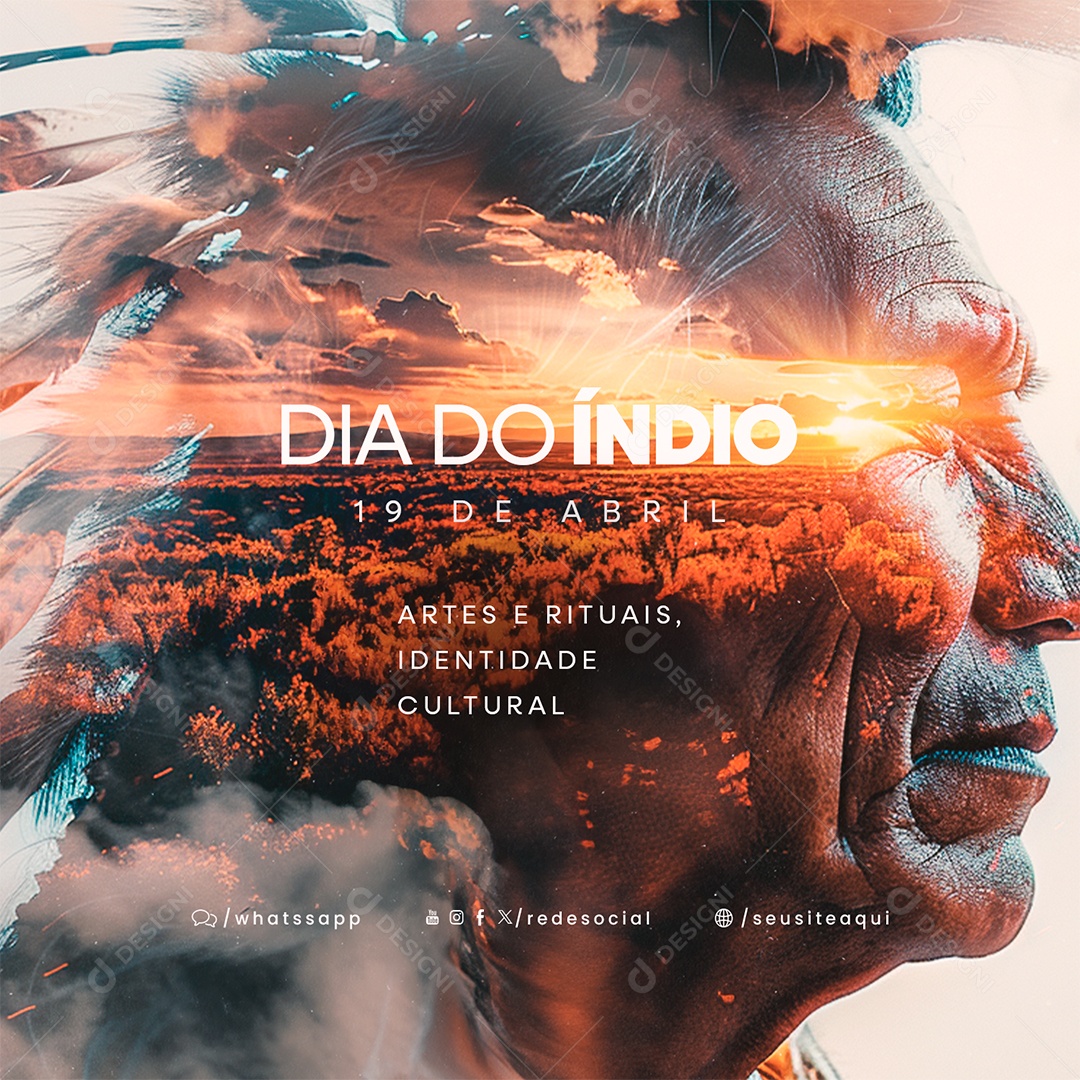 Dia do Índio 19 de Abril Artes e Rituais Identidade Cultural Social Media PSD Editável