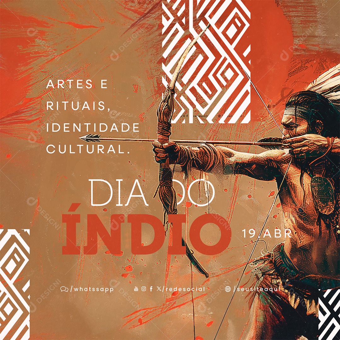 Social Media Dia do Índio 19 de Abril Artes e Rituais Identidade Cultural PSD Editável