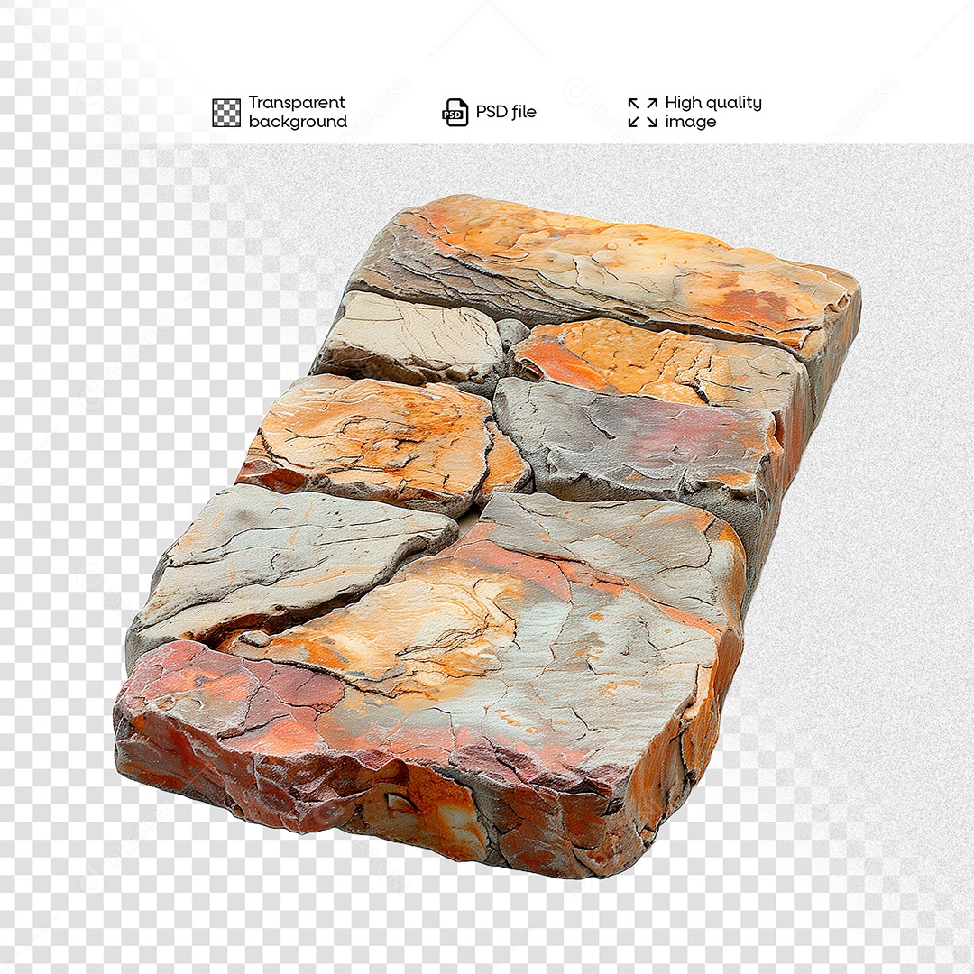 Placa de Pedra Elemento 3D para Composição PSD