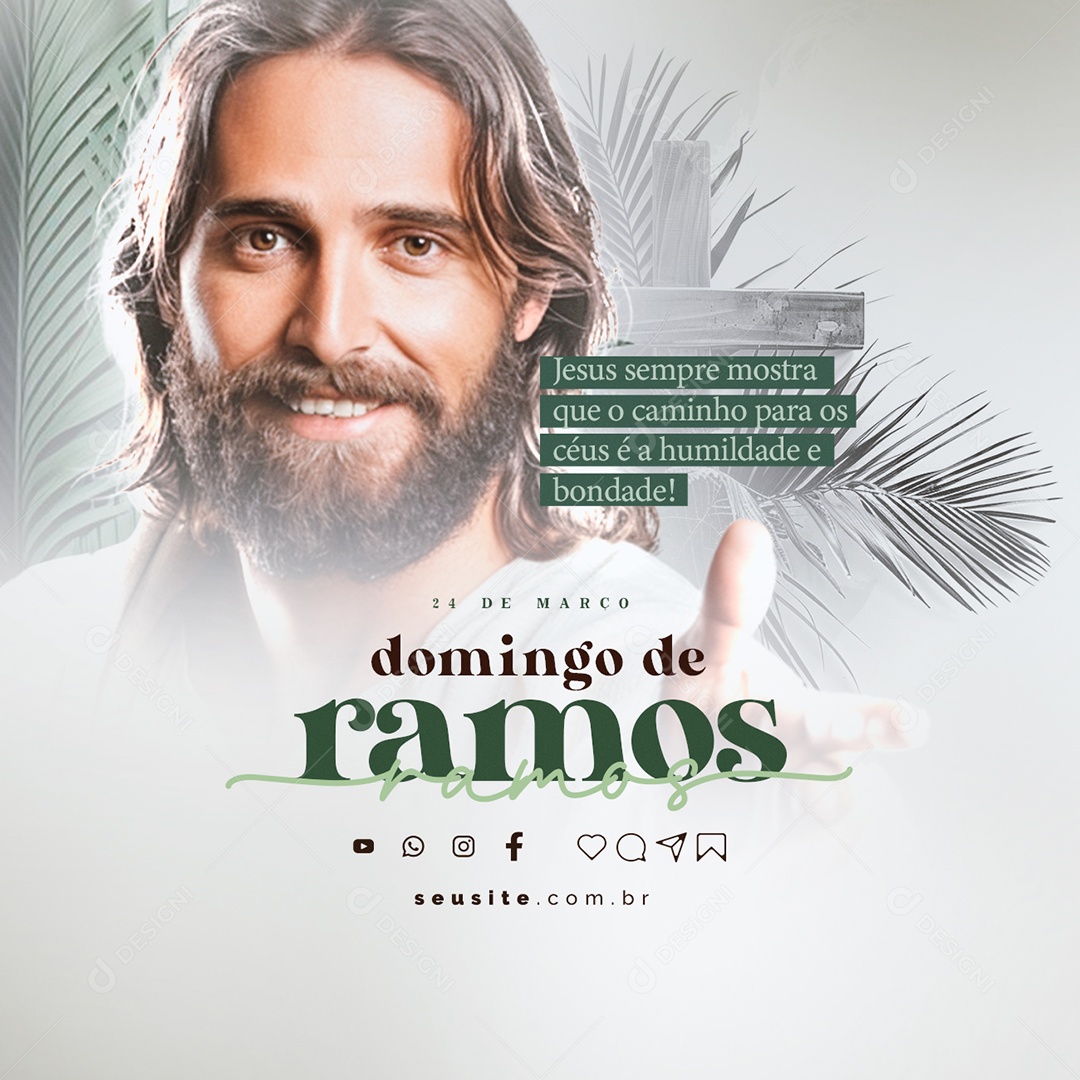 Domingo de Ramos 24 de Março Social Media PSD Editável