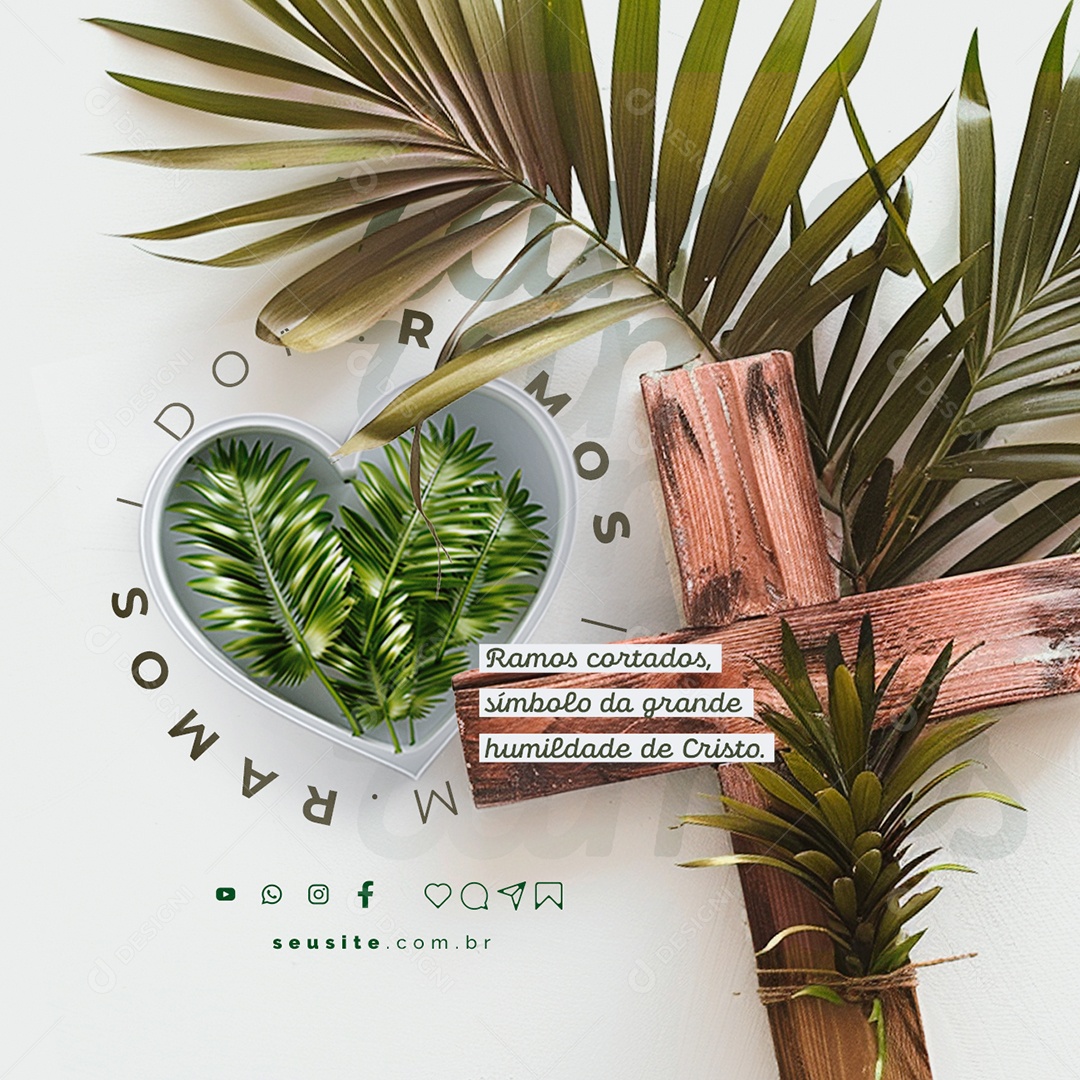 Domingo de Ramos 24 de Março Símbolo da Grande Humildade Social Media PSD Editável