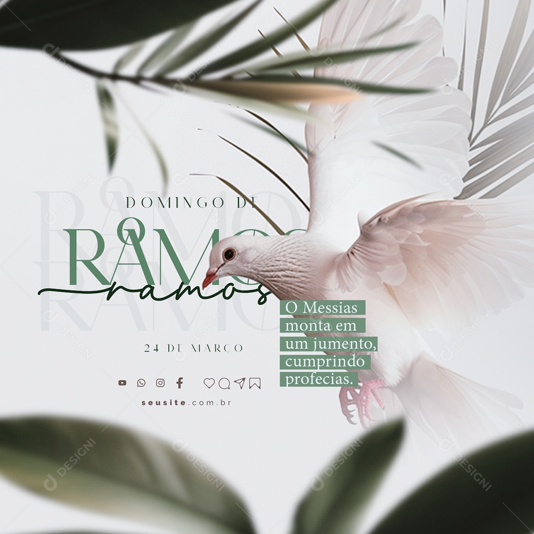 Domingo de Ramos 24 de Março O Messias Monta em um Jumento Social Media PSD Editável