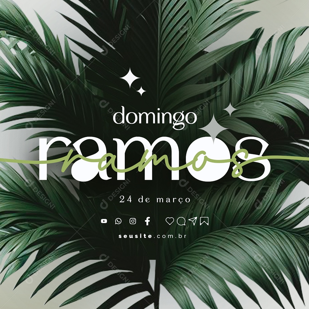 Domingo de Ramos 24 de Março Social Media PSD Editável