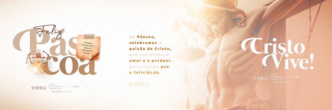 Carrossel Feliz Páscoa 31 de Março Cristo Vive o Amor Social Media PSD Editável