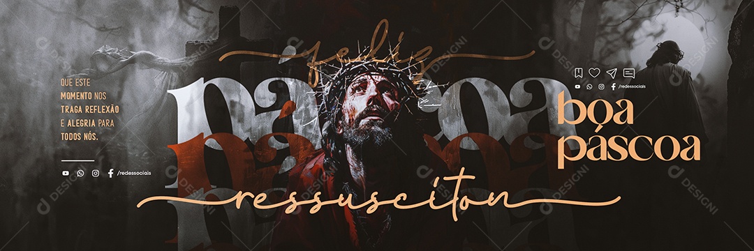 Carrossel Feliz Páscoa Ressuscitou Social Media PSD Editável