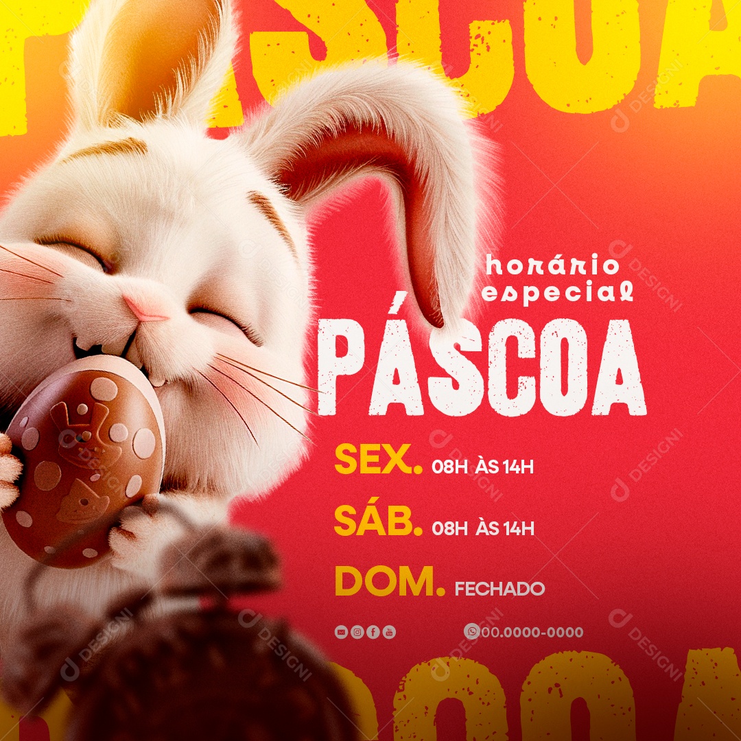 Horário Especial Páscoa Social Media PSD Editável