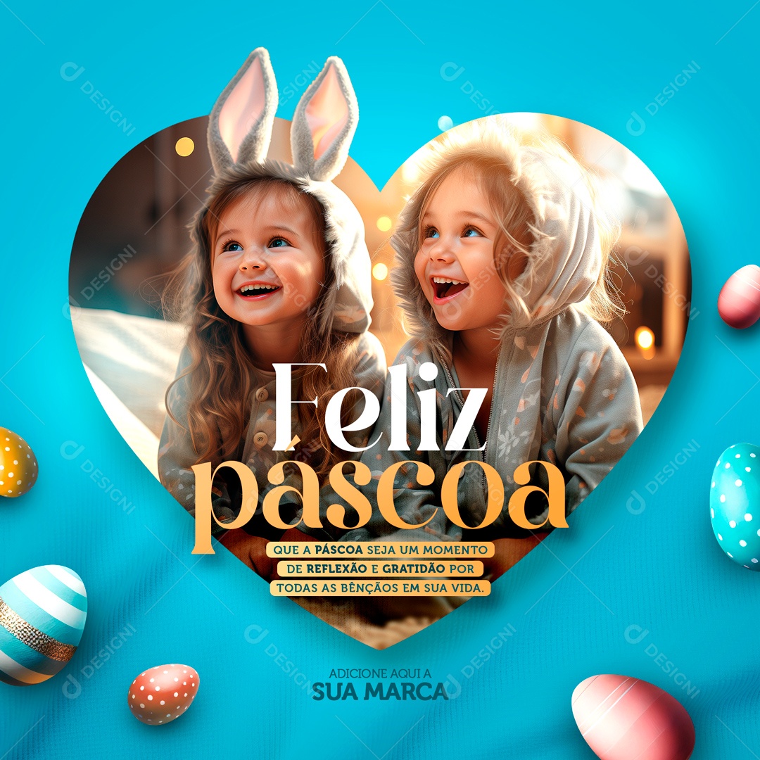Feliz Páscoa 31 de Março Sejo um Momento de Reflexão e Gratidão Social Media PSD Editável