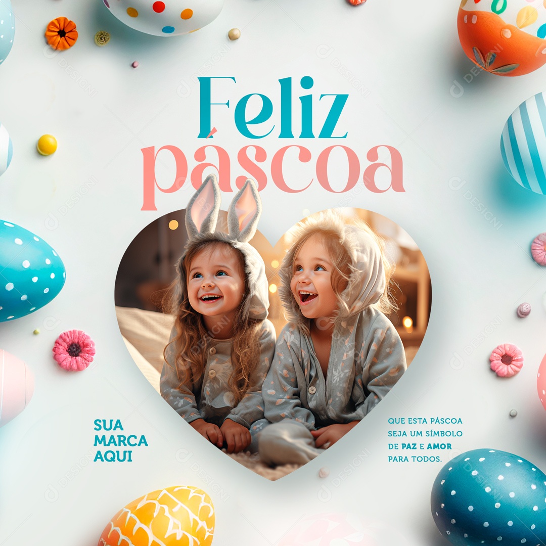 Feliz Páscoa 31 de Março Seja um Símbolo de Paz e Amor para todos Social Media PSD Editável