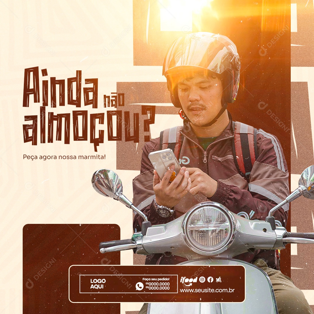 Ainda não Almoçou Peça Agora sua Marmita Social Media PSD Editável
