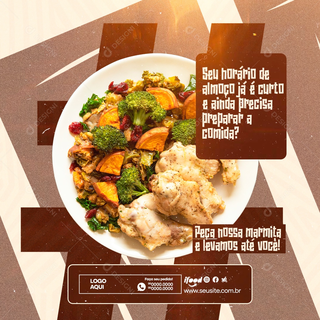 Peça nossa Marmita e Levamos até Você Social Media PSD Editável