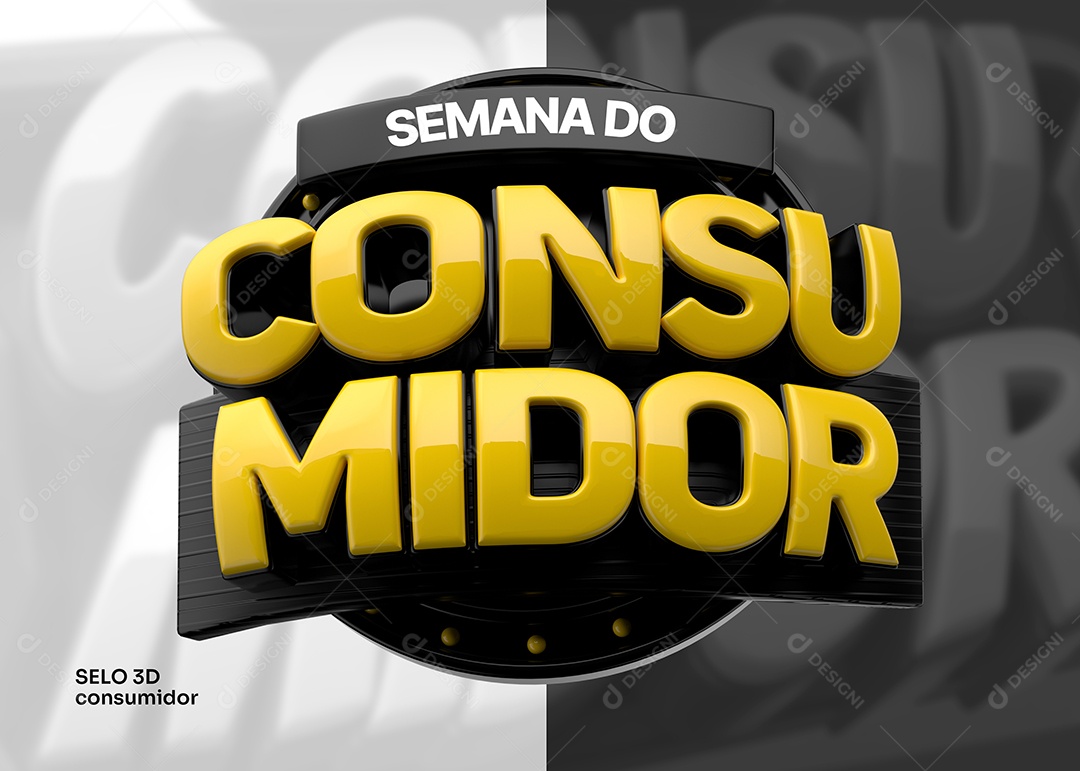 Semana do Consumidor Selo 3D Preto Amarelo para Composição PSD
