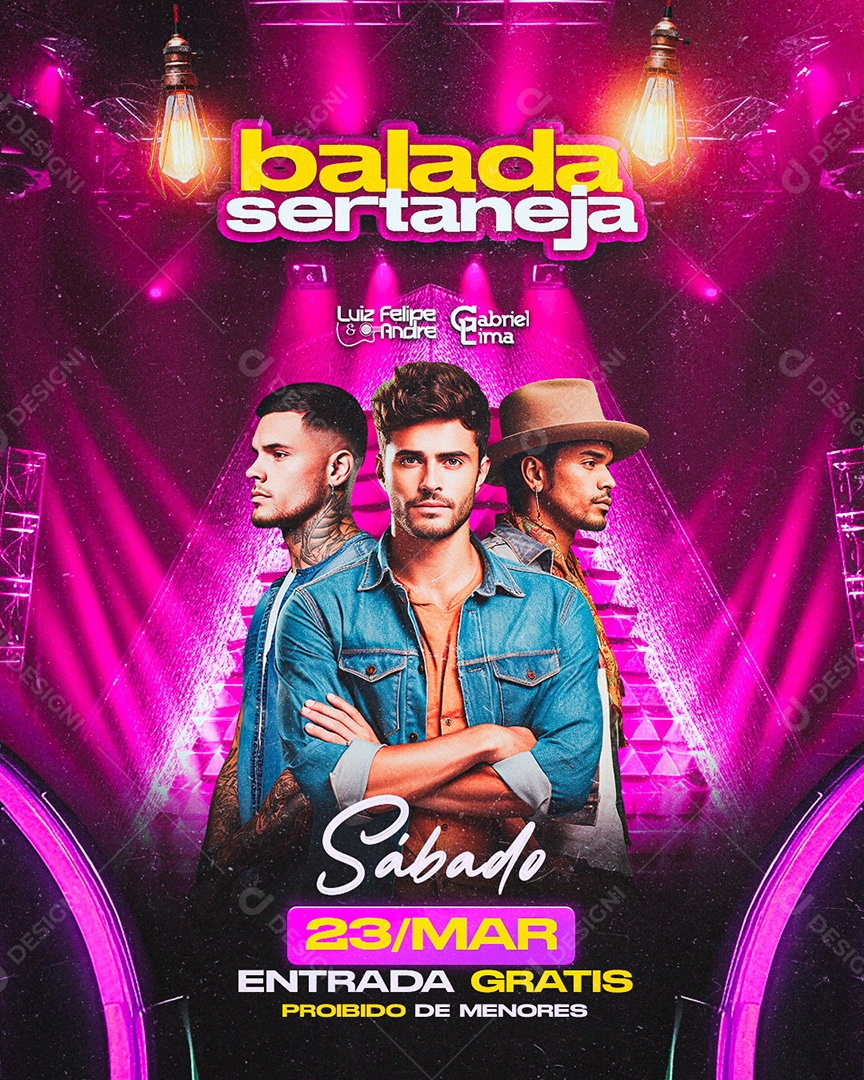 Flyer Balada Sertaneja Luiz Felipe e Andre Gabriel Lima Social Media PSD Editável