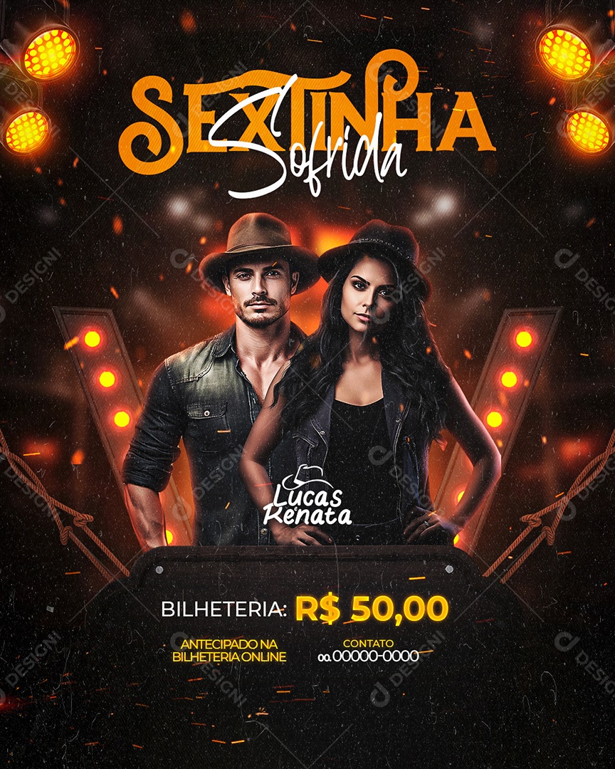 Flyer Sextinha Sofrida Lucas e Renata Social Media PSD Editável