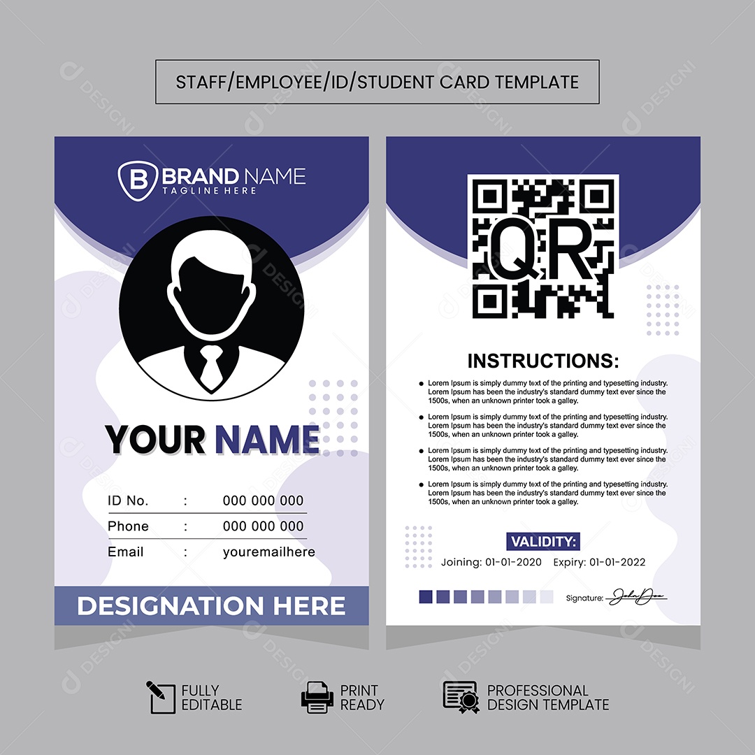 Modelo de Cartão de Identificação Vetor EPS Editável
