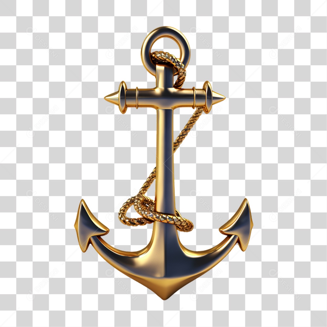Elemento 3D Âncora de Navio PNG Transparente