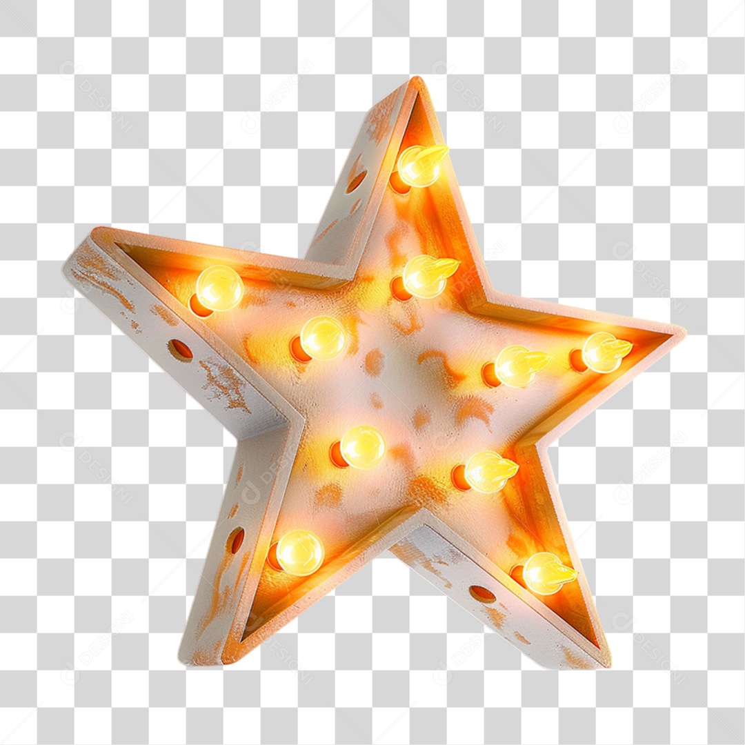 Estrela com Luzes Decoração de Festas PNG Transparente