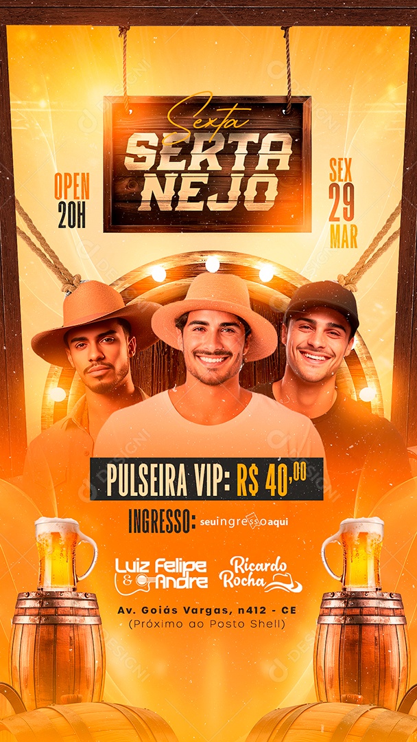 Story Flyer Sexta Sertanejo Luiz Felipe e Andre Ricardo Rocha Social Media PSD Editável