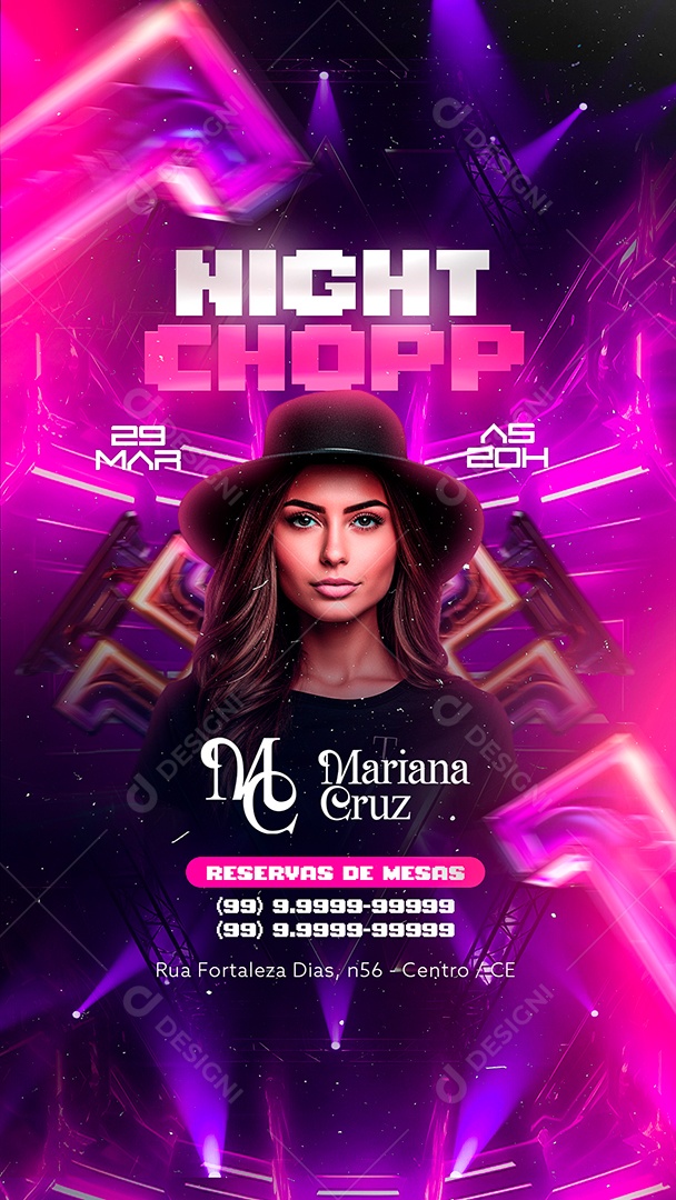 Story Flyer Night Chopp Mariana Cruz Social Media PSD Editável