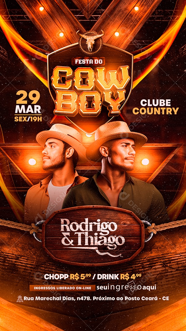 Story Flyer Festa do Cowboy Rodrigo e Thiago Social Media PSD Editável
