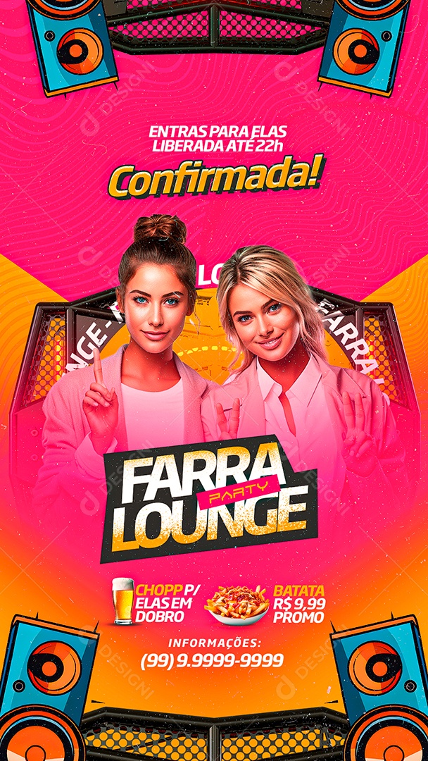 Story Flyer Farra Lounge Party Confirmada Social Media PSD Editável