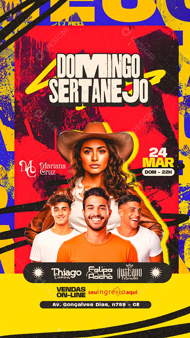 Story Flyer Domingo Sertanejo Mariana Cruz Thiago Cunha Felipe Rocha Social Media PSD Editável