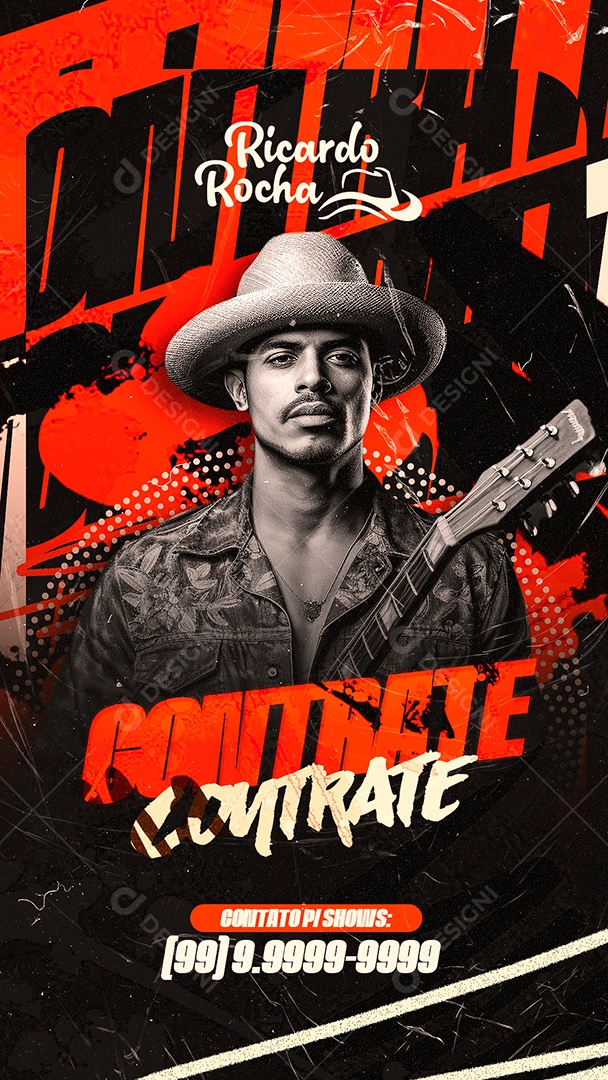 Story Flyer Ricardo Rocha Contrate Contato para Shows Social Media PSD Editável