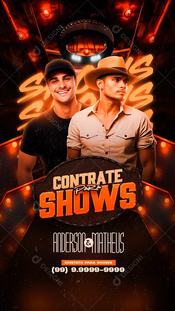 Story Flyer Contrate para Shows Anderson e Matheus Social Media PSD Editável