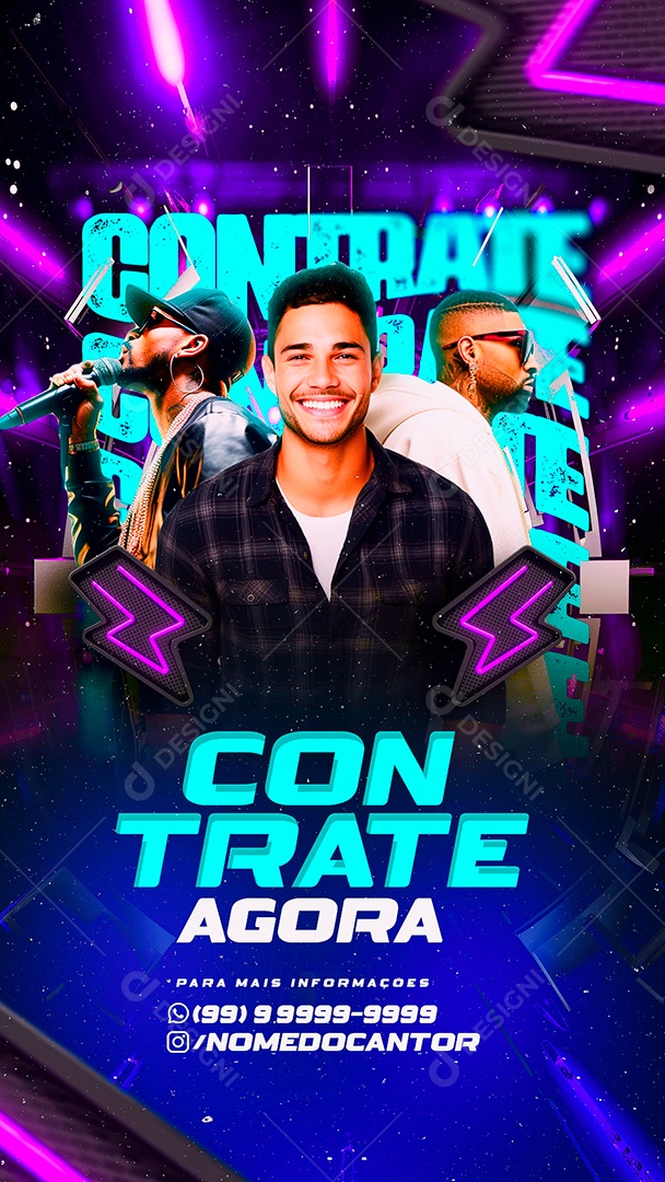 Story Flyer Contrate Agora Cantor Social Media PSD Editável