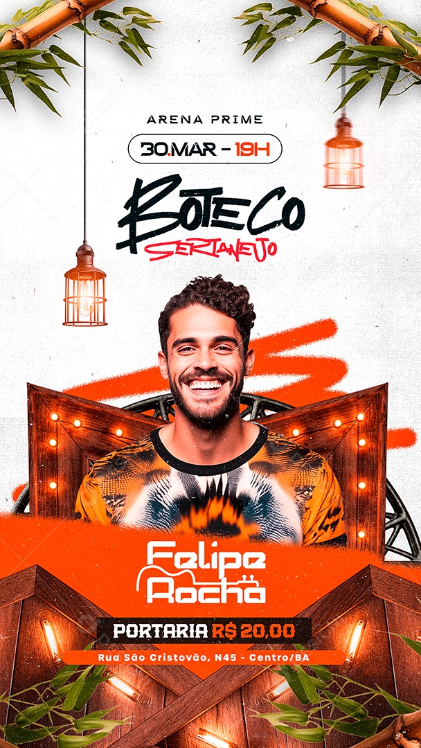 Story Flyer Arena Prime Boteco Sertanejo Felipe Rocha Social Media PSD Editável