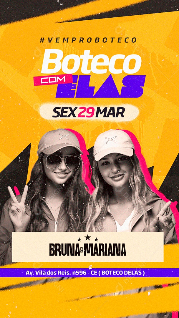 Story Flyer Boteco com Elas Bruna e Mariana Social Media PSD Editável