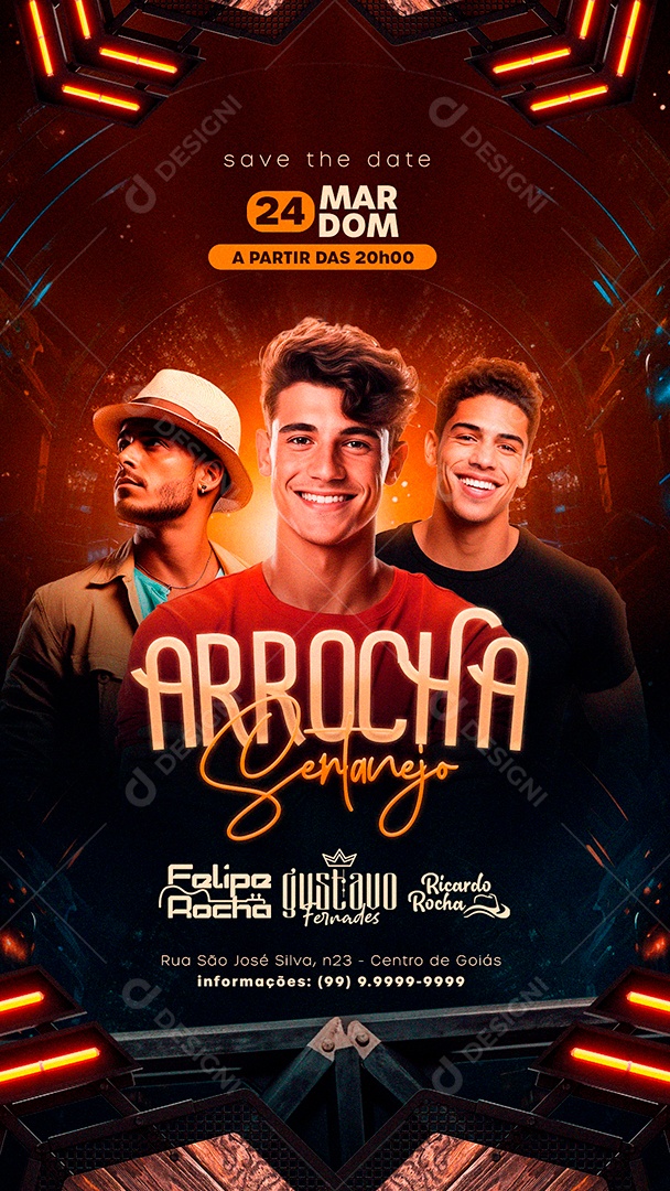 Story Flyer Arrocha Sertanejo Felipe Rocha Gustavo Fernades Ricardo Rocha Social Media PSD Editável