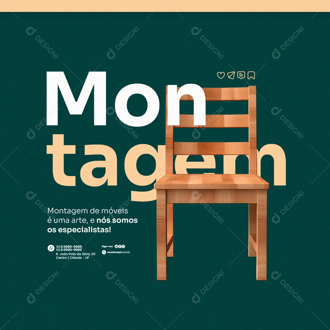 Montador de Móveis Montagem é Uma Arte e Nós Somos Especialistas Social Media PSD Editável