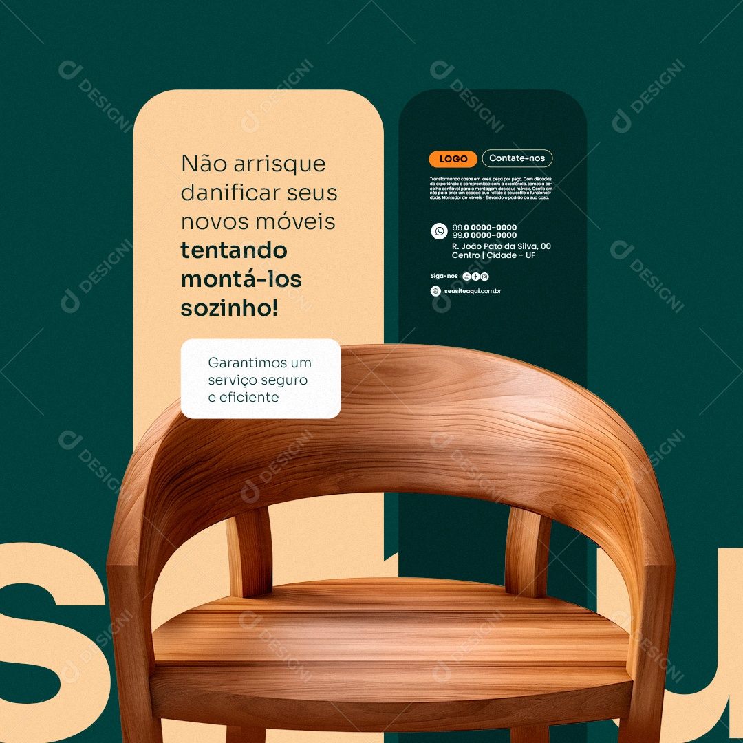 Montador de Móveis Não Arrisque Danificar seus Novos Móveis Social Media PSD Editável