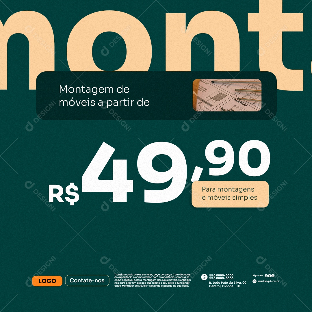 Montador de Móveis Simples Social Media PSD Editável