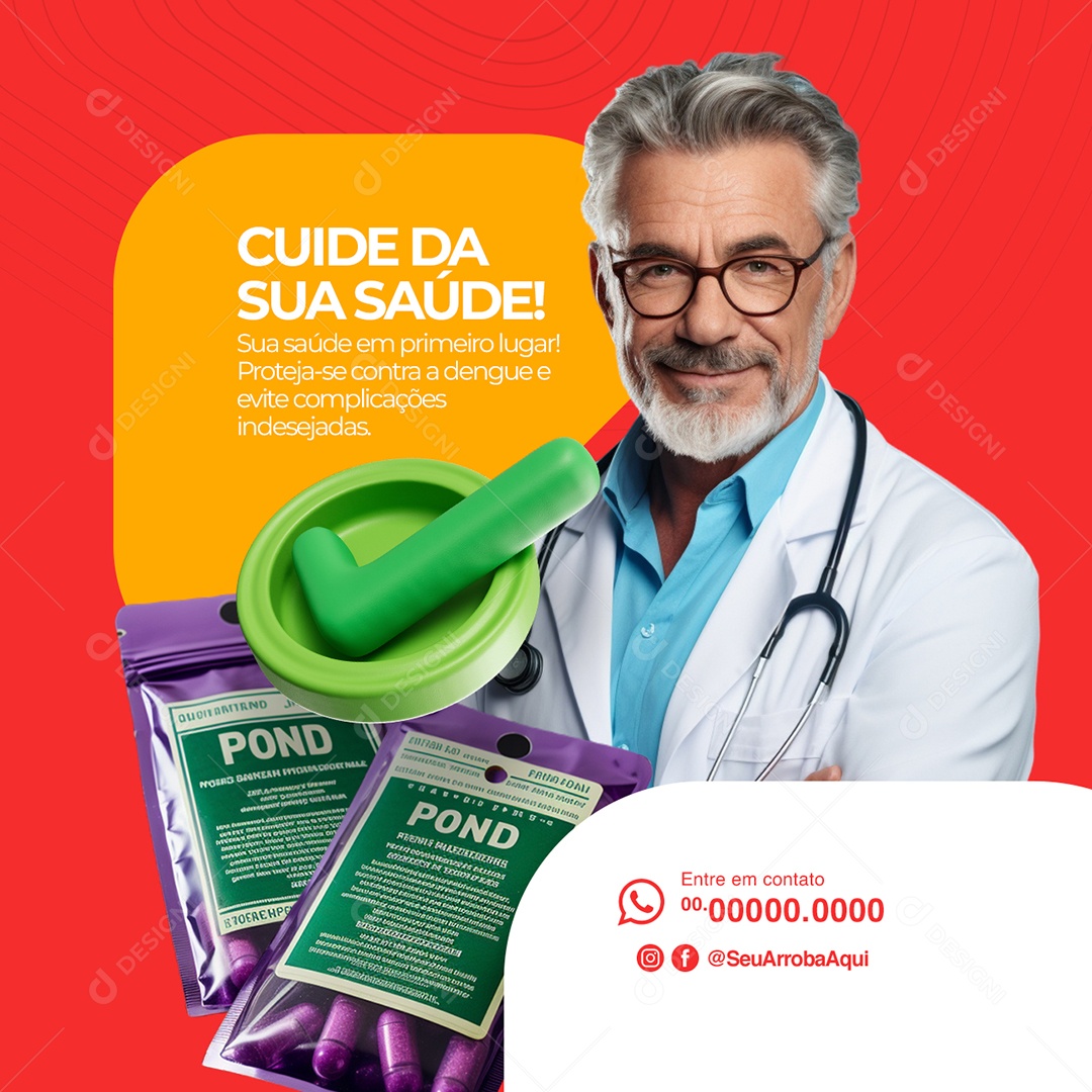 Farmácia Cuide da sua Saúde Social Media PSD Editável