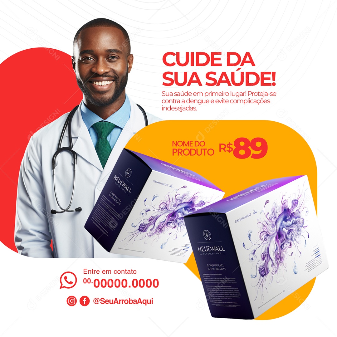 Farmácia Cuide da sua Saúde Social Media PSD Editável