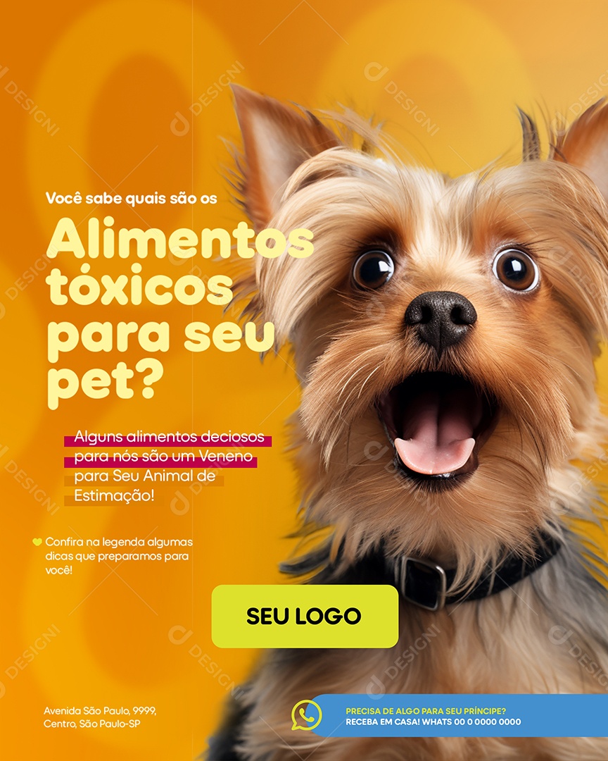 Petshop Você sabe Quais são os Alimentos Tóxicos para Seu Pet Social Media PSD Editável