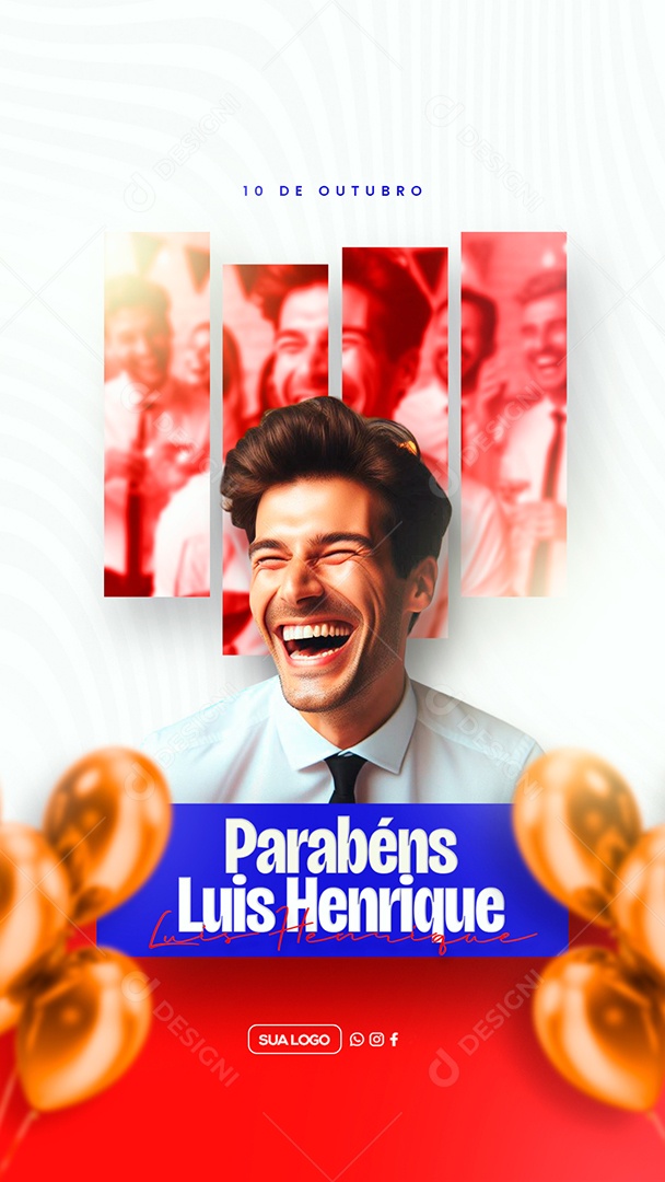 Story Aniversário Parabéns Luiz Henrique Social Media PSD Editável