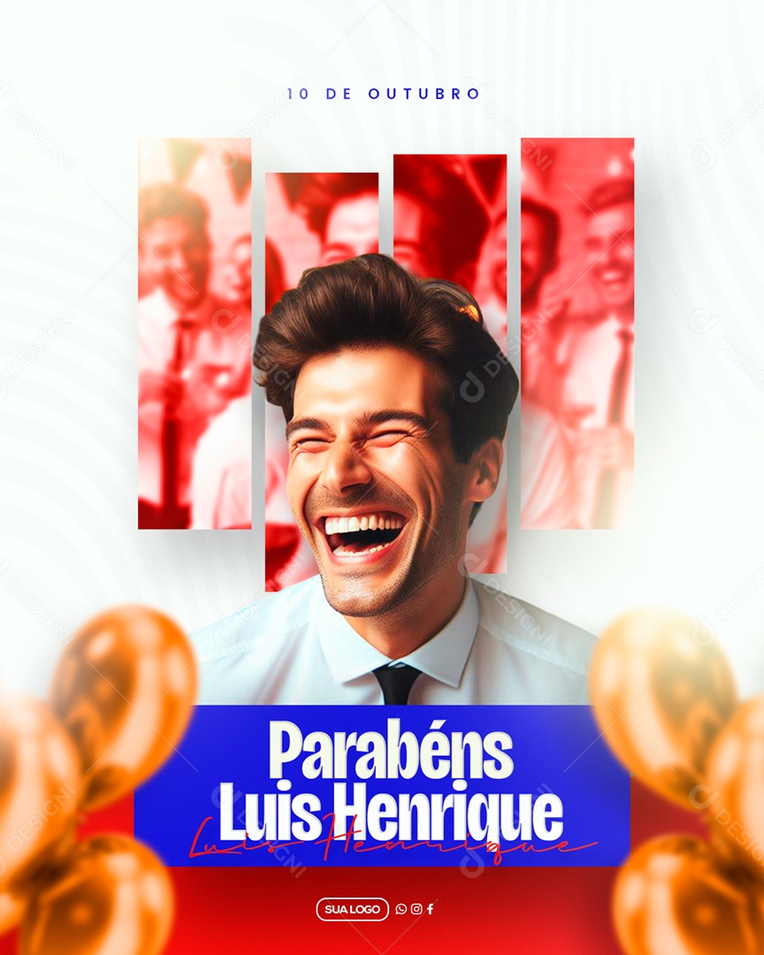 Aniversário Parabéns Luiz Henrique Social Media PSD Editável