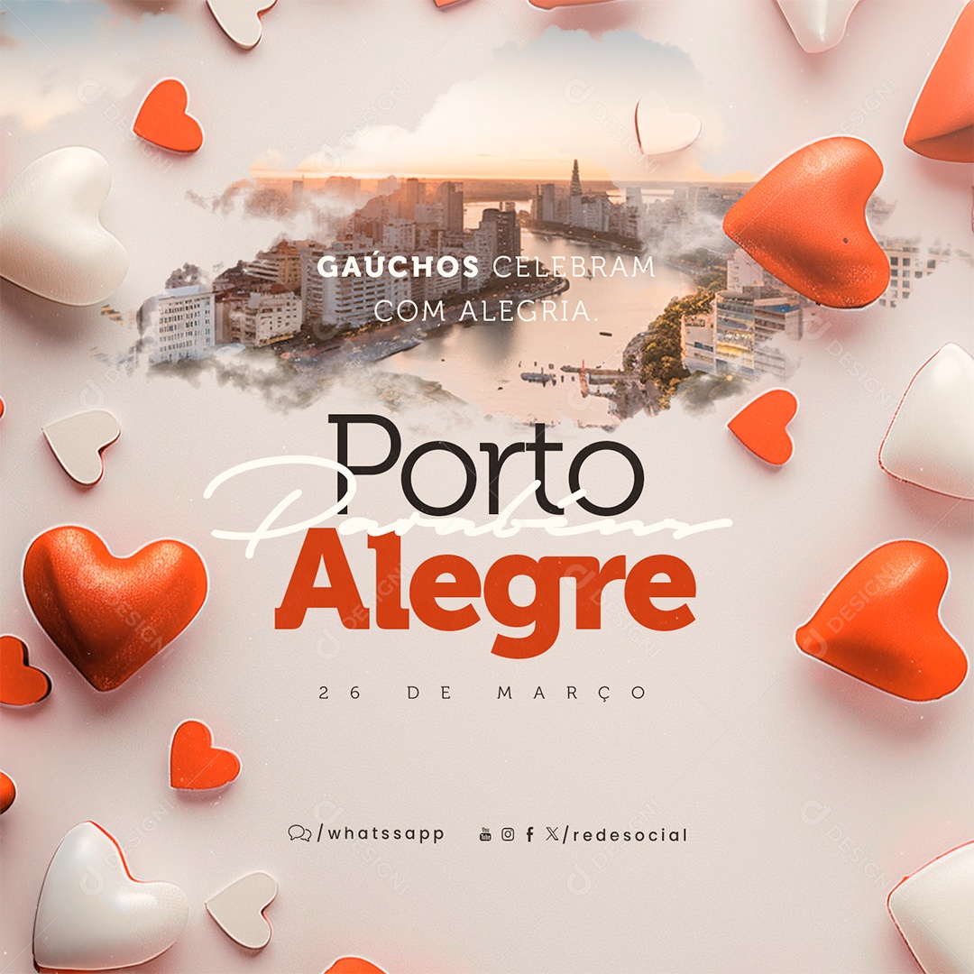 Aniversário Parabéns Porto Alegre 26 De Março Gaúchos Celebram Social Media PSD Editável