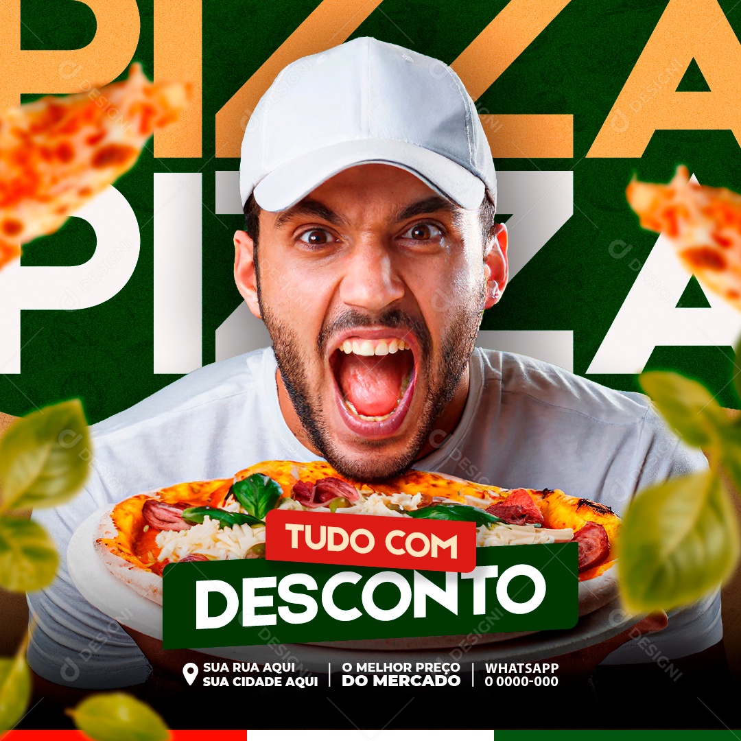 Pizzaria Tudo com Desconto Social Media PSD Editável