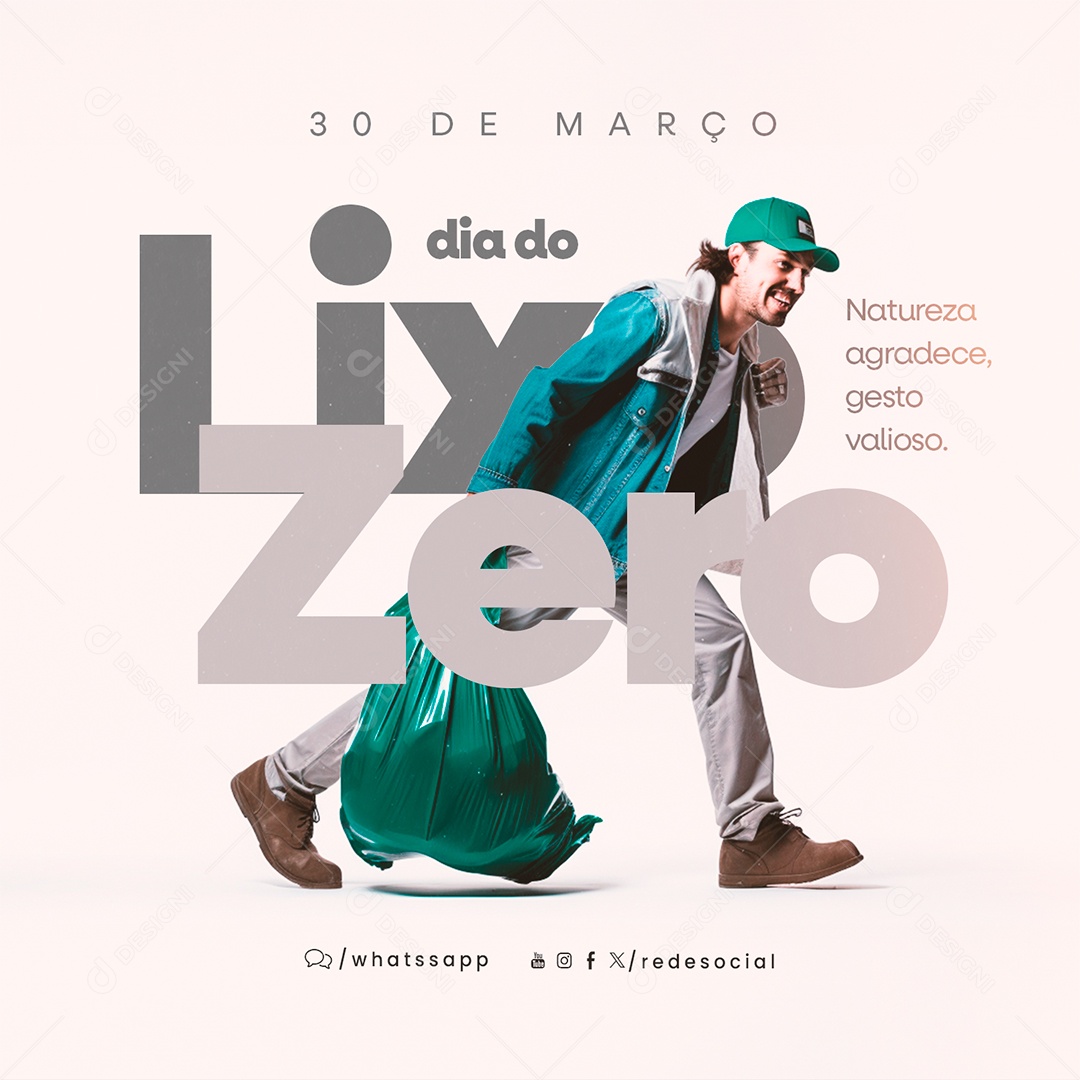 Dia do Lixo Zero 30 de Março Natureza Agradece Social Media PSD Editável