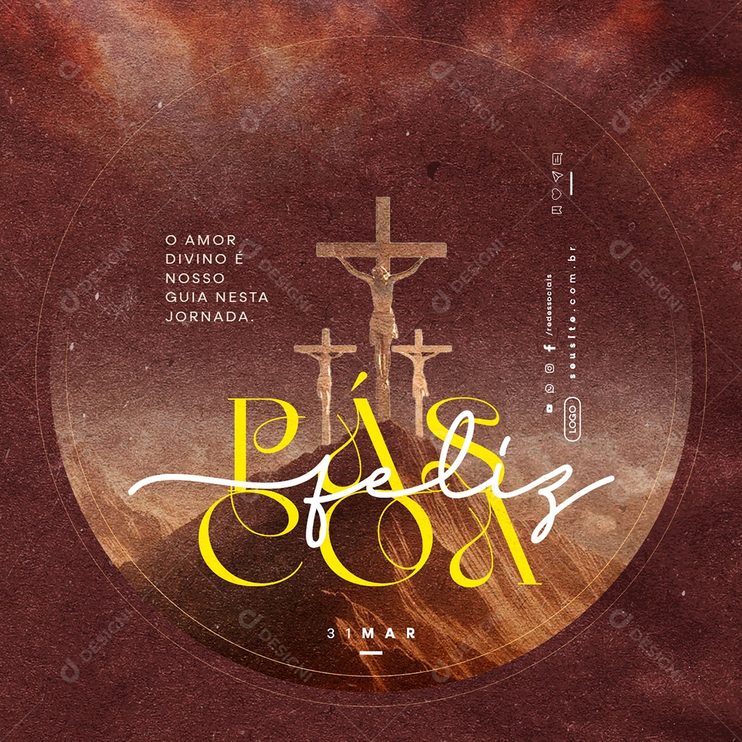 Feliz Páscoa O Amor Divino é nosso Guia nesta Jornada Social Media PSD Editável